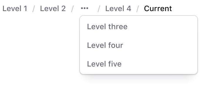 Example of the spacing of used in a truncated menu